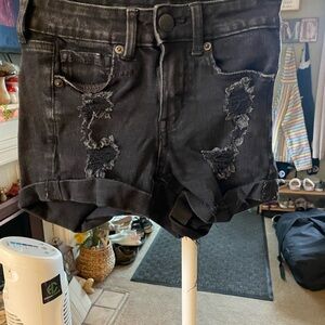 Refuge Black Distressed Jean Shorts